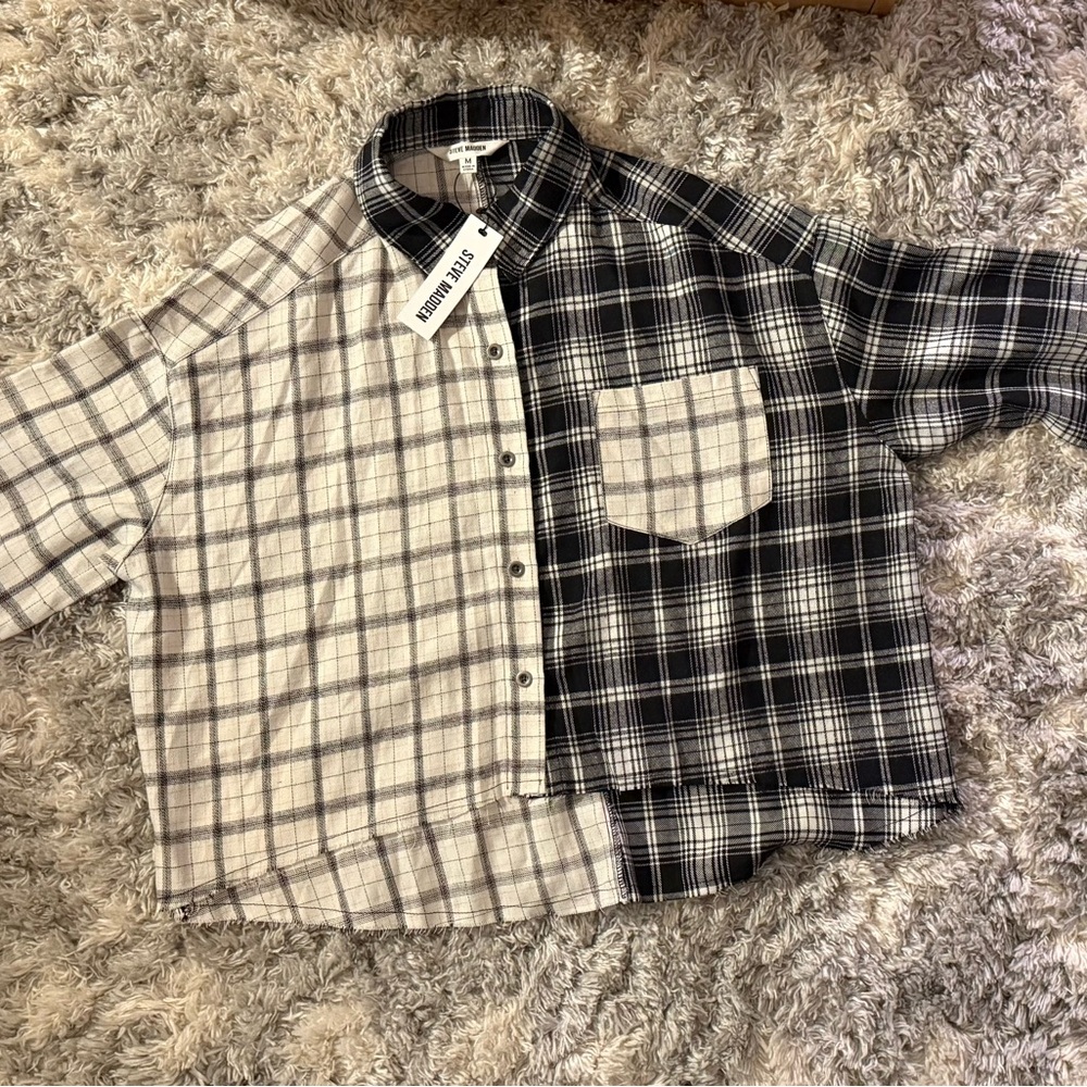 Steve Madden Monochrome Checkered Shirt